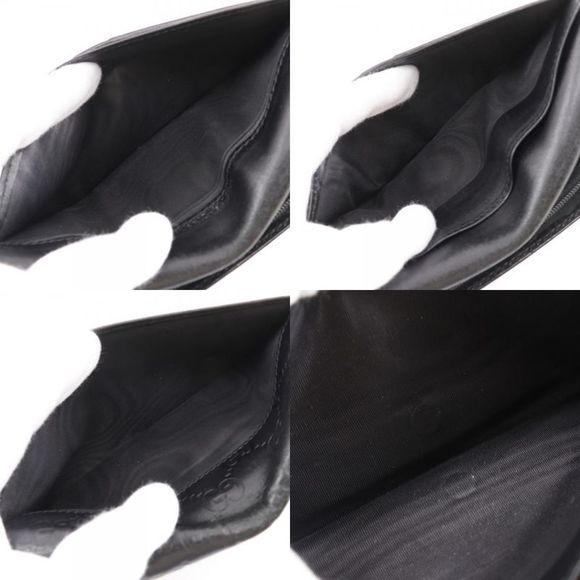 Gucci GG 146229 Striped Leather Black Unisex Long Wallet - Picture 9 of 10